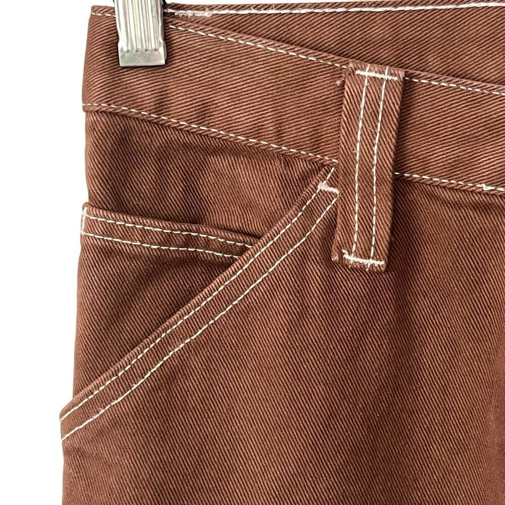 J. Galt Brandy Melville Jeans S High Rise Wide Leg Carpenter Pants Utility Brown - Picture 5 of 9